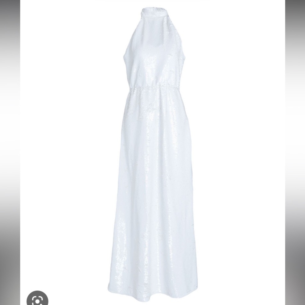 JIJIL Long White Sequin Dress